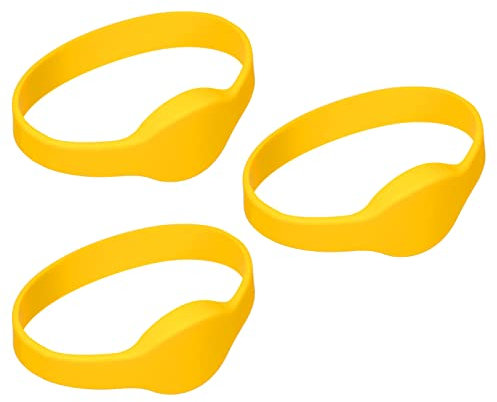 sourcing map 3Pack RFID Silikon Nähe Armband 13.56MHz Wasserdicht Ring für Tür Zugang Gelb