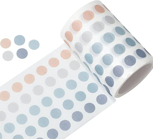YUBBAEX Morandi Washi tejp, runda klistermärken, 1250 punkter, för bullet journal planerare scrapbooking 6,5 x 25,4 cm (persika läsk)