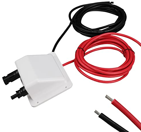 Solar Doppel Kabeldurchführung mit 10Ft 10AWG Weichem Kupferkabel, Wetterfest Gehäuse mit Doppelter Kabeleinführung, Solar Verlängerungskabel und Solarpanel Anschluss für Solarprojekte auf Wohnmobilen