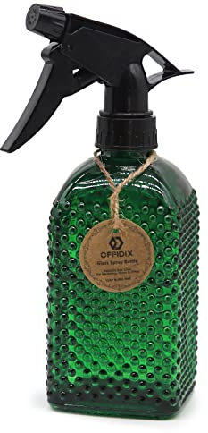 OFFIDIX Glas-Bewässerungssprühflasche, Handdruck, feiner Nebel, Sprühflasche, dunkelgrün, Pflanzennebel, Sprühflasche mit verstellbarer Düse, vielseitig einsetzbar für die Reinigung von Gartenarbeit
