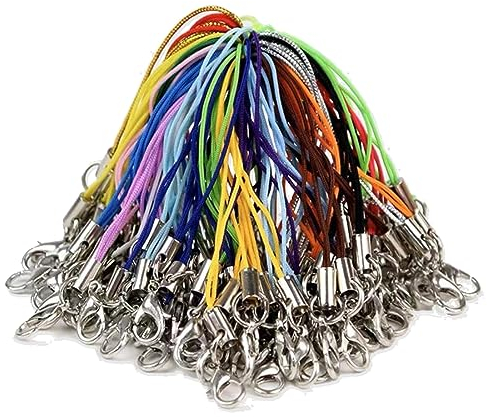 Handyanhänger Schlüsselanhänger Basteln, 100 Stück Handyschlaufen Phone Charm Schlüsselringe Kleinphone Charm Strap Einfache Handy Lanyard Strap Für Schlüssel Schlüsselanhänger(Farbige)