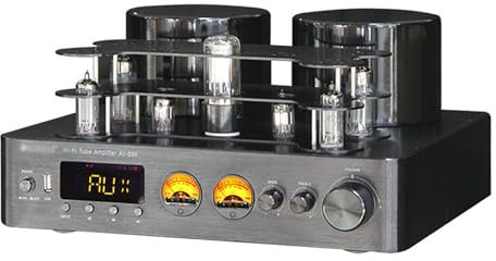 LBMED Bluetooth 5.0 Hybrid Stereo Tube Amplifier, 7 Vacuum Tube Power Amp with USB Lossless Decoding and Optical/coaxial Input, Adjustable Treble/Bass, Smooth Delicate HIFI Sound Quality, for Home