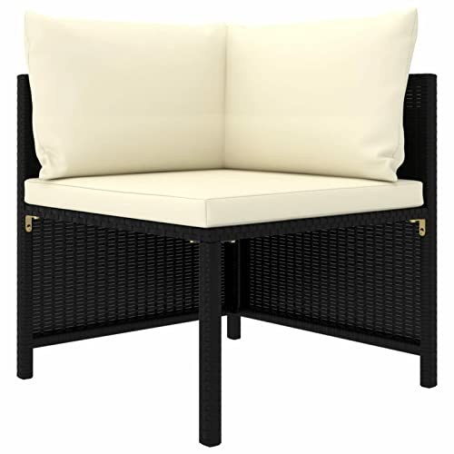 BaraSh Modular-Ecksofa mit Kissen Schwarz Poly Rattan Gartensofa Sofa Lounge Gartenmöbel Einzelsofa Sessel Rattansofa Outdoor Terrasse