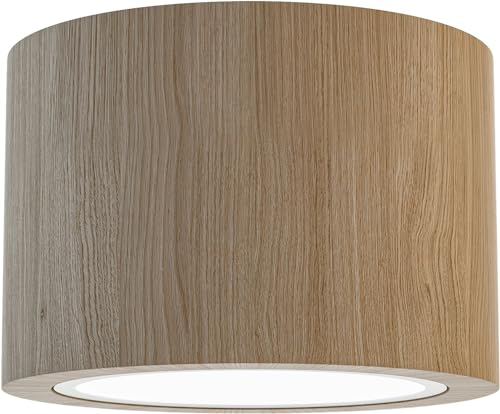 Hellux Strahler Deckenleuchte 8cm Hoch | Eiche Deckenstrahler 1 Flammig Ø 120 mm | Industrial Lampe | Esstischlampe mit GU10-Fassung | Spot Lampe für Schlafzimmer Esszimmer Küche