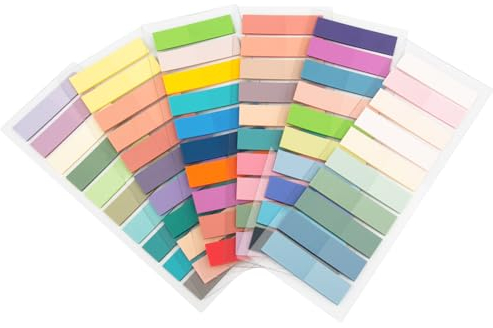 Fosdaling 1200 Stück Sticky Notes, 6 Sets transparente Haftnotizen in klein, aesthetic Pastell Klebezettel für Books, annotating und Index Tabs (Bunt)