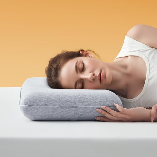 Sonive Almohada de espuma viscoelástica de 70 x 36 x 10 cm, almohada con funda de algodón, almohada cervical contra el dolor de cuello, almohada lavable y extraíble, color blanco