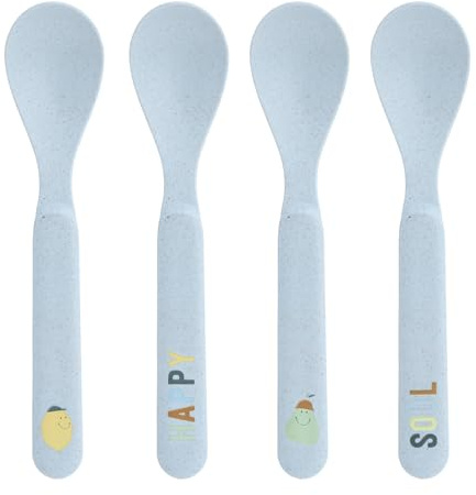 LÄSSIG Set di cucchiai per bambini (4 pezzi) Posate per bambini senza melamina, senza BPA, per lavastoviglie e microonde/Spoon Set Happy Fruits Lemon