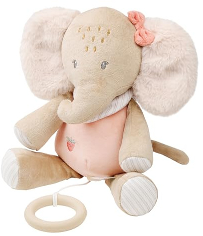 Nattou Aktiv-Kuscheltier aus Polyester, Elefant, Mit Musik, Spieluhr, Ca. 24 cm, Flo, Oli & Ernest, Oli Pink
