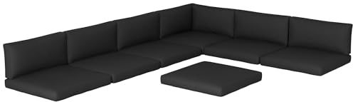 Outsunny 14 Piece Replacement Cushion Set for Rattan Furniture - Outdoor Patio Conversation Set With 7 Seat and 7 Back Pads, Black