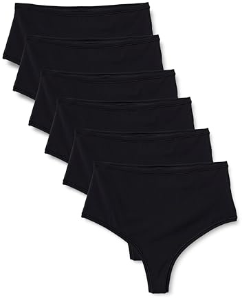 Amazon Essentials Women's Microfibre Thongs (G-String & High-Waisted Thong), Pack of 6
