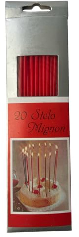 Lot de 20 bougies d'anniversaire tige mignonne - rouge - Cereria Di Giorgio