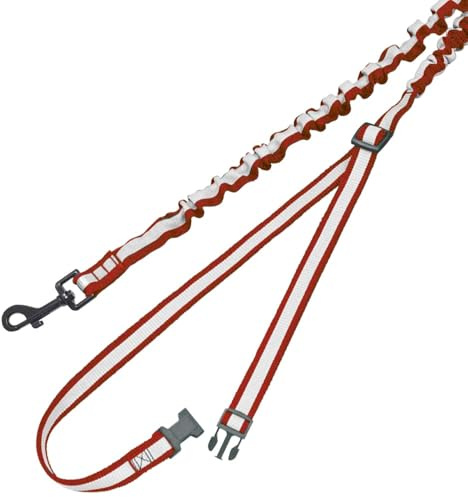 Nobby Guinzaglio da jogging elastico rosso L: 80/120 cm, larghezza 25 mm, cintura fino a 105 cm