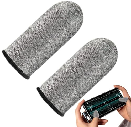 Game Fingerhandskar – mobiltelefon game fingerärmar, anti-sweat fingerhandskar | anti-halk silverfiberfingerspetskedja, Thumb Protectors pekskärmsskydd för mobiltelefonspel