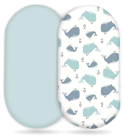 2-pack babykorgsmonterade lakan nyfödd barnvagnslakan monterad baby liggdel lakan baby liggdel lakan mysigt och andningsbart spjälsängslakan för pojke och flicka oval, timglas och rektangel liggdel