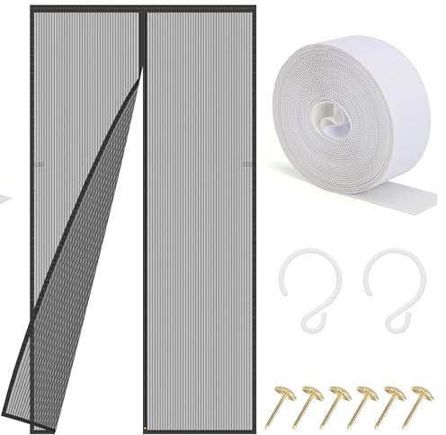 Fliegengitter Balkontür 80x200 cm,Fliegengitter Tür Magnet，Full Frame,Stärkere Magneten, Fliegennetz Balkon Insektenschutz Tür, Magnetische Moskitonetz Vorhang