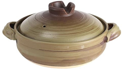 Pentola in Terracotta Antiaderente - Casseruola in Ceramica, pentola in Pietra di Terracotta con Coperchio, Adatta al Forno per cuocere e Cucinare