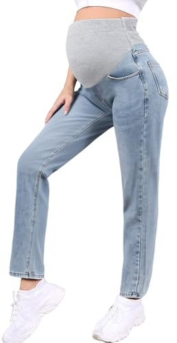 Yhong graviditetsjeans gravida denim jeans byxor över magen bekväm stretch denim byxor för gravida kvinnor