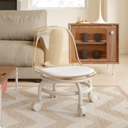 Virzen Taburete bajo con respaldo, silla rodante de baja altura, taburete bajo con ruedas para garaje, tienda, oficina en casa