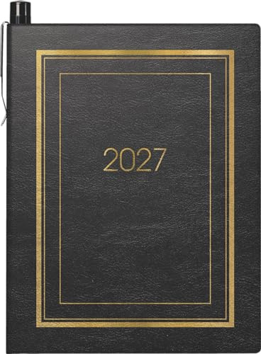 BRUNNEN 1071336907 Taschenkalender Mod. 713 2027 A7, Kunstleder, schwarz