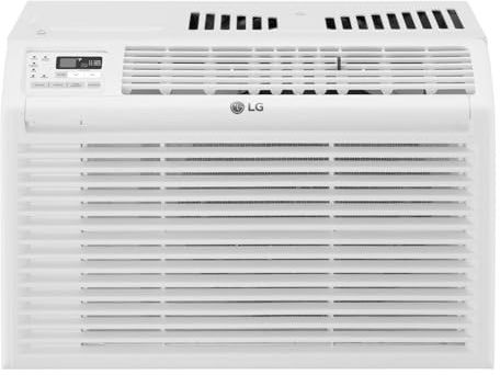 LG 6,000 BTU Window Air Conditioner, 115V, Cools 250 Sq.Ft. for Bedroom, Den, Living Room, Quiet Operation, with Remote, 2 Cooling & Fan Speeds, 2-Way Air Deflection, Auto Restart, White