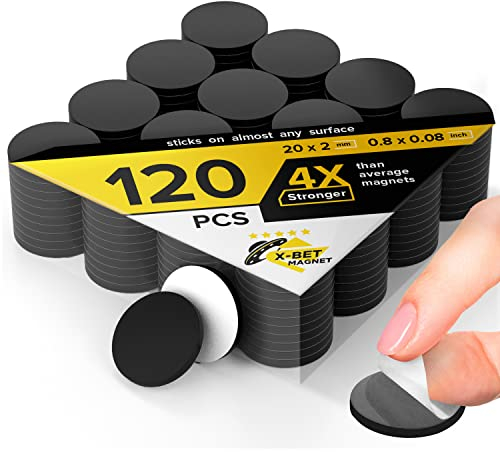 Hyper-sticky Magnets with Adhesive Backing - 0.8 Strong Magnetic Dots for Whiteboard, Fridge, Crafts - Easy-to-Cut Stickers for Planning and Organization - 120pcs