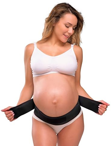 Carriwell Ceinture de Grossesse Femme Enceinte | Ceinture de Maternité Réglable avec Fermeture Auto-Agrippante | Soutien Abdominal & Confort du Dos | Discrète sous les Vêtements | Taille S/M
