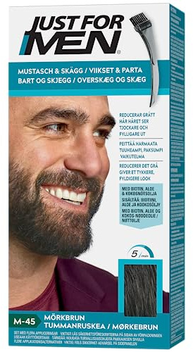 Just For Men Mustasch- Och Skäggfärg Mörkbrun, Eliminerar Grått Hår För En Tjockare Och Fylligare Look - M45