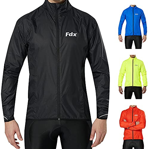 FDX Men Cycling Jacket Waterproof lightweight Breathable MTB Top Black M