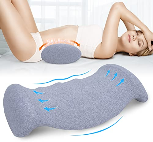 SAHEYER Lendenkissen Orthopädisches Lendenwirbelkissen aus Memory Foam, Ergonomisches Rückenkissen & Lendenwirbelstütze für Bett, Sofa, Stuhl, Auto und Bürostuhl, Grau
