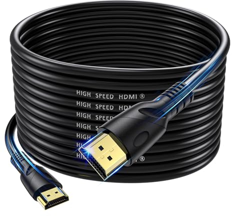 Jorenca Cable HDMI 4K 15m(HDMI 2.0,18Gbps) Conectores chapados en oro de ultra alta velocidad, Retorno de audio Ethernet, Video 4K@60hz 1080p 3D Compatible con Xbox Arc PS PC HDTV PS3/4/5/9,etc