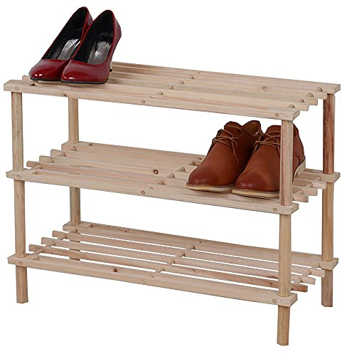 Scarpiera Panca a Tre Piani, Livelli, scaffale, Organizer Paia di Scarpe, in Legno, scarpiera da Ingresso con Porta Scarpe