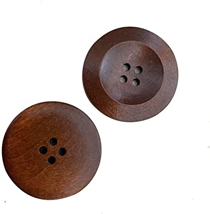 10 Round Brown Wooden Buttons Big Wooden Button 30mm with 2 Holes (30mm-10 Pack)
