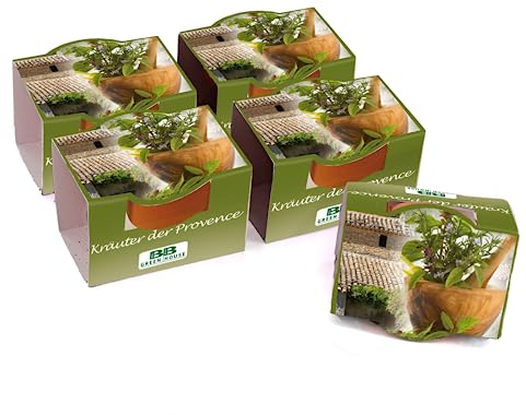 Bull & Bear 5er Set Mini Pflanzset Kräuter der Provence im Topf 4,5cm, Provence Kräutersamen als Anzuchtset mit Pflegeanleitung