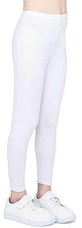 infatti Leggings de algodón para niñas, Pantalones Suaves y cómodos para niños, Entrenamiento Informal, Estilo Elegante, Ropa básica Zoe, Blanco 104 cm (4 años)