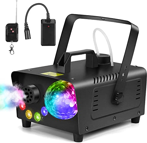 Katomi 800W Nebelmaschine mit Musikgesteuert Discokugel, 4 LED RGB Effekt Licht Smoke Machine,Mini Fog Rauchmaschine mit Funkfernbedienungen für DJ Disco Party,Halloween,Hochzeiten Weihnachten, C2