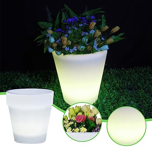 Maceta LED de energía solar, lámpara de jardín al aire libre, maceta de iluminación, resistente al agua, puede poner plantas verdes en macetas, for decoración de patio trasero/1704 ( Color : Circular