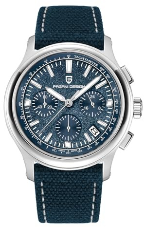 Pagani Design herrkvartsur, herrkronograf, japansk VK63-rörelse, AR-safirkristallglas, läderarmband, 100 m vattentät klocka PD-1781
