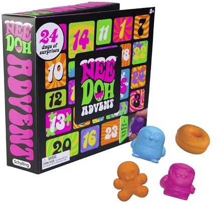 Schylling Calendario de Adviento 2024 de Squishmas de NeeDoh, 24 globos Groovy de Teenie NeeDoh