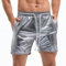Amy Coulee Metall Shorts Herren Glänzend Nachtclub Disco Party Glänzend Kurze Hose (Silber, L)