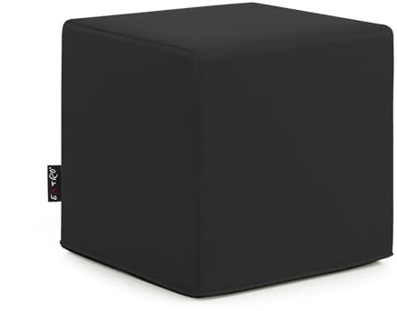 extroitaly Cubo - Pouf Poltrona Relax Prodotto Italiano (Portata 100Kg) per Sedersi Design Moderno, Poltroncine da Salotto, Camera da Letto, Giardino, in Ecopelle Idrorepellente (Nero)
