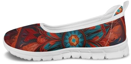 Forchrinse Women's Mandala Barefoot Ballet Flats Fashion 2025 Ballerina Flats Wide Comfort Slip on Yoga Shoes Eva Sole 10
