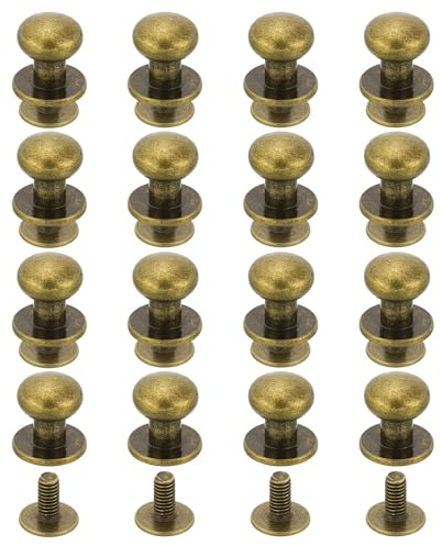 QUARKZMAN 16 Stück Leder Nieten Hohlnieten Schraubnieten für Leder Kugelkopf Stollen Schraube Rücken 8mm Rundkopf Knopf Nippel Schraubniete für DIY Lederhandwerk Handtaschen Schuhe, Bronze