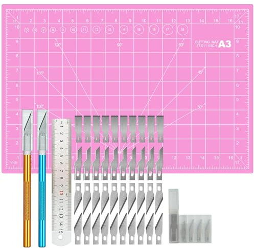 A3 Cutting Mat Kit, A3 Mat for Carving Crafts, Cutting Board for Sewing Self Healing Cutting Mat (Pink)