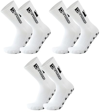 Hsyadazi 3 Paia Di Calzini Da Calcio per Uomo E Donna (Taglie 39-46) - Calzini Sportivi Con Grip Antiscivolo per Calcio, Basket E Corsa - Funzionali Traspiranti