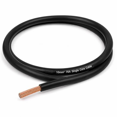 MKGT 70A Hi-Flex Battery Cable – 10mm2 10 Gauge Pure Copper Single Core PVC Welding Wire for 12V & 24V Automotive, Campervan, Solar, Inverter & Leisure Battery Systems (Black, 15 Meters)
