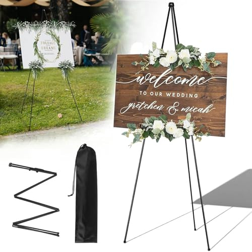 160 cm Chevalet Mariage, Pliable Chevalet Peinture, pour Panneau Mariage, Affiche D'artist, Peinture, Intérieur, Extérie (Noir)