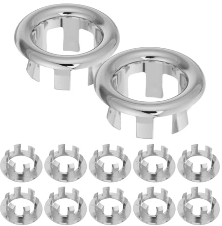 ORFOFE Copertura Troppo Pieno Lavandino Bagno in Plastica 12 Pezzi, Inserto Foro Troppopieno Lavabo 30 Mm, Coperchio Decorativo per Scarico Lavabo Cucina e Bagno, Protezione