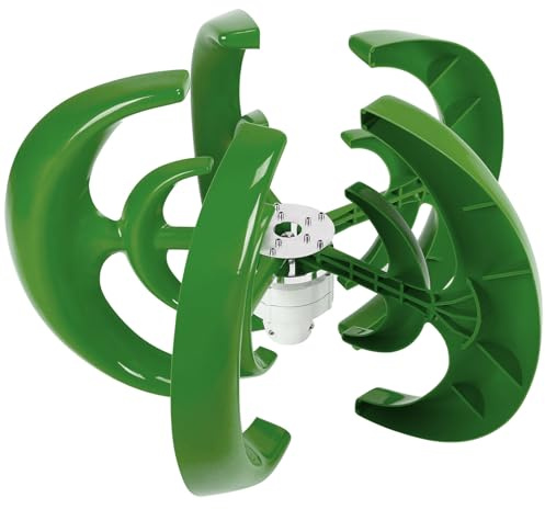 Hyuduo Kit Générateur d'éolienne à Axe Vertical 1200 W, Système Hybride en Acier allié et Plastique pour l'énergie éolienne Solaire, Conception de Lanterne 12 V à 5 Pales pour Cabines de Navires,
