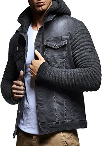 Leif Nelson Chaqueta con Capucha Chaqueta de Mezclilla de los Hombres LN-5240