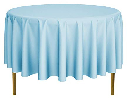 Lann's Linens - 228 cm Round Tablecloth - for Wedding/Banquet/Restaurant - Polyester Fabric - Baby Blue